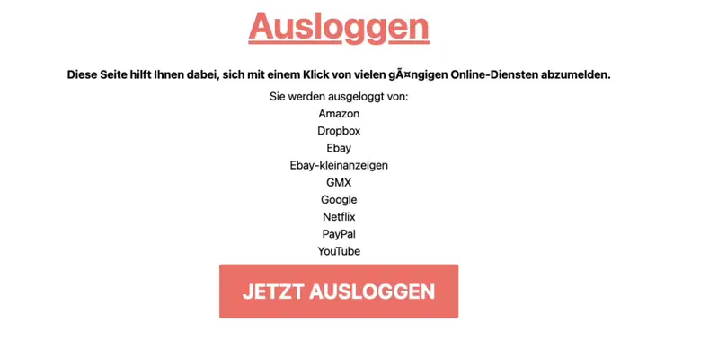 Ausloggen.de zeigt aktive Sitzungen bei großen Diensten und ermöglicht schnelle Abmeldung per Klick