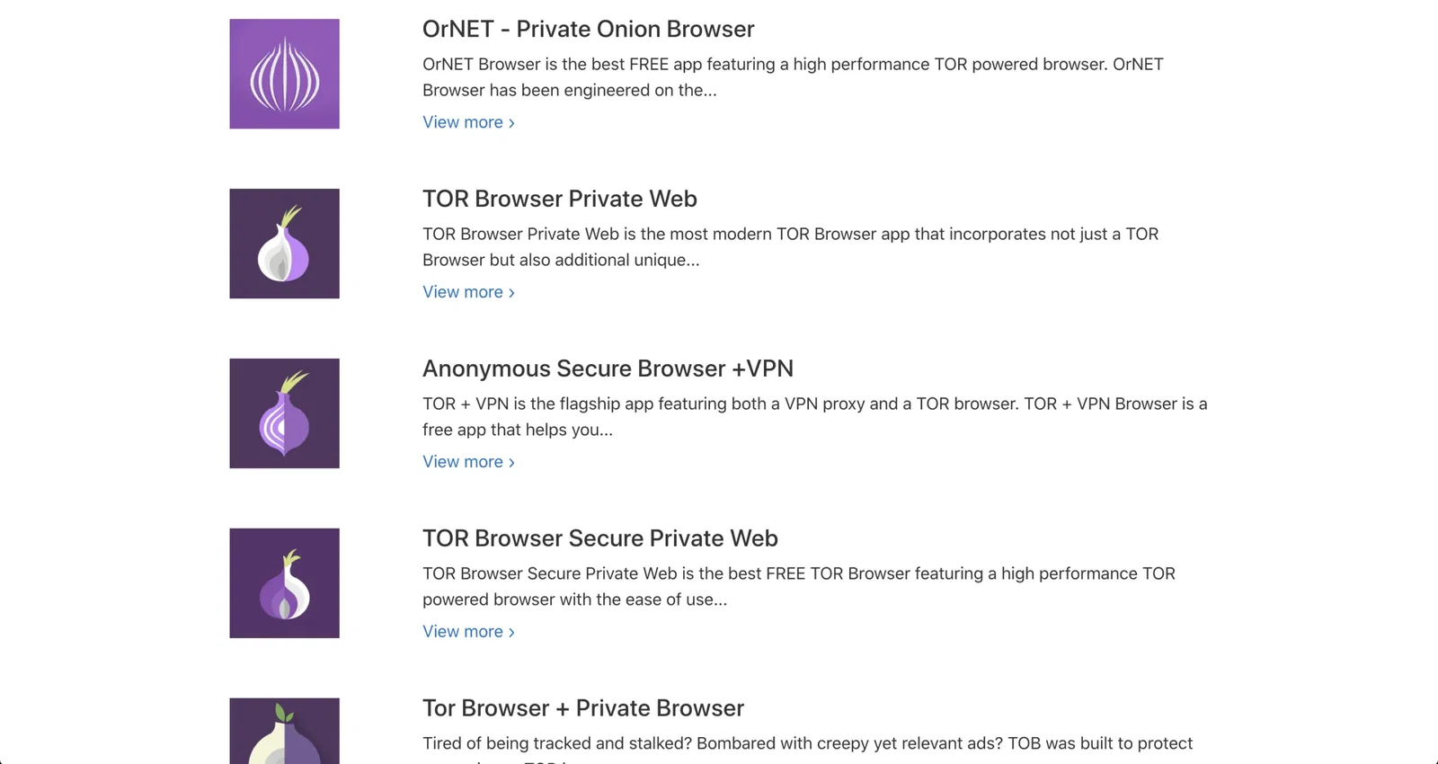 Suche nach "Tor Browser" im AppStore