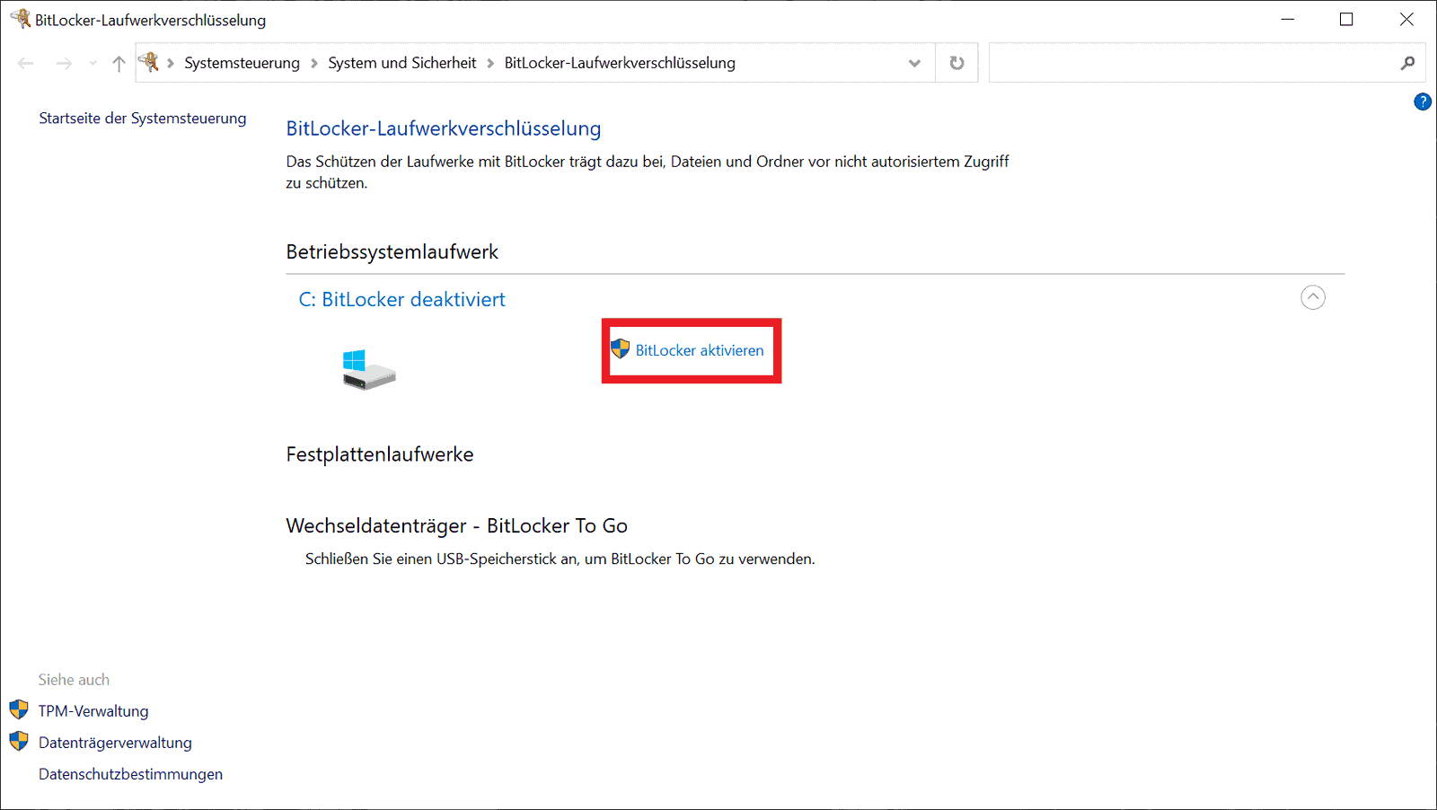 Bitlocker - Aktivieren