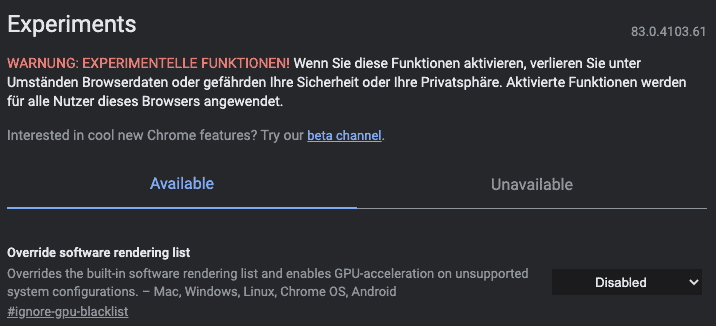 Google Chrome Flags
